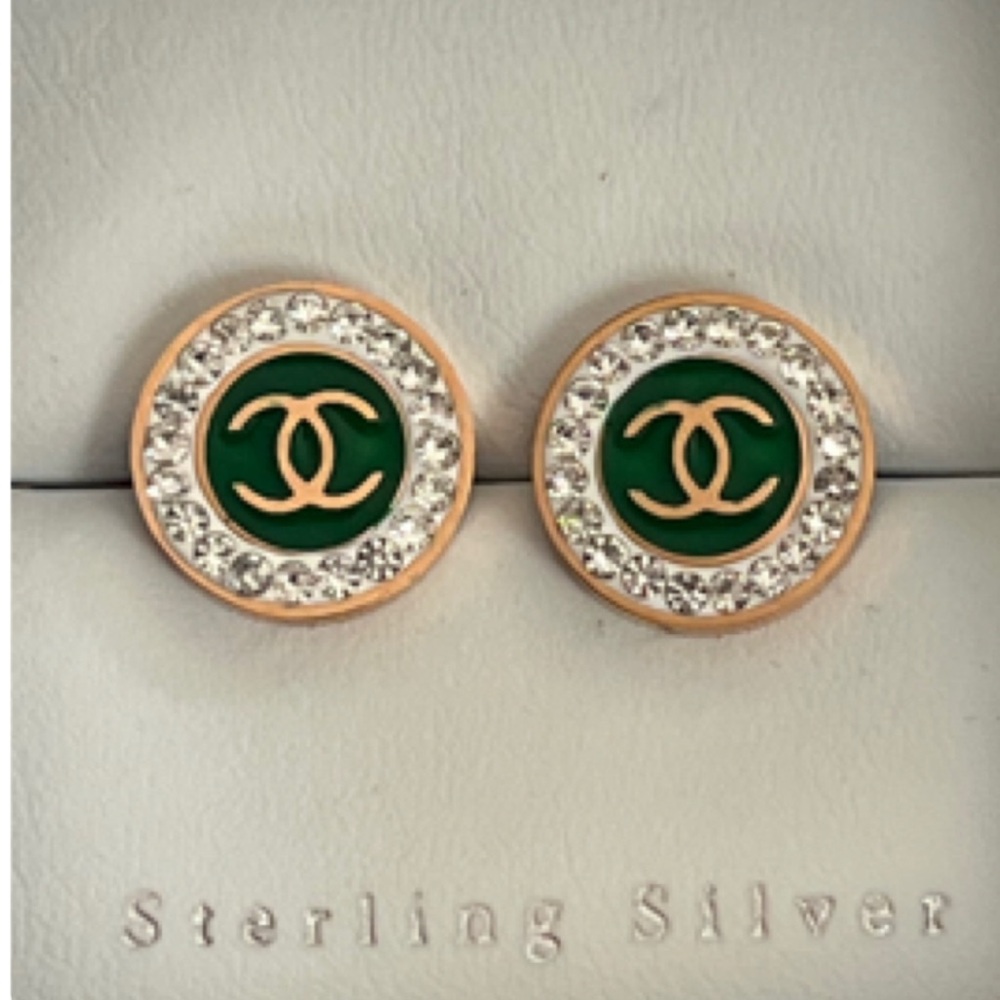 Gold and green design Earrings